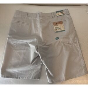 NWT Haggar Men's 38W Stretch Fabric Khakis Eco Short Phone Pocket NWT Flat Front